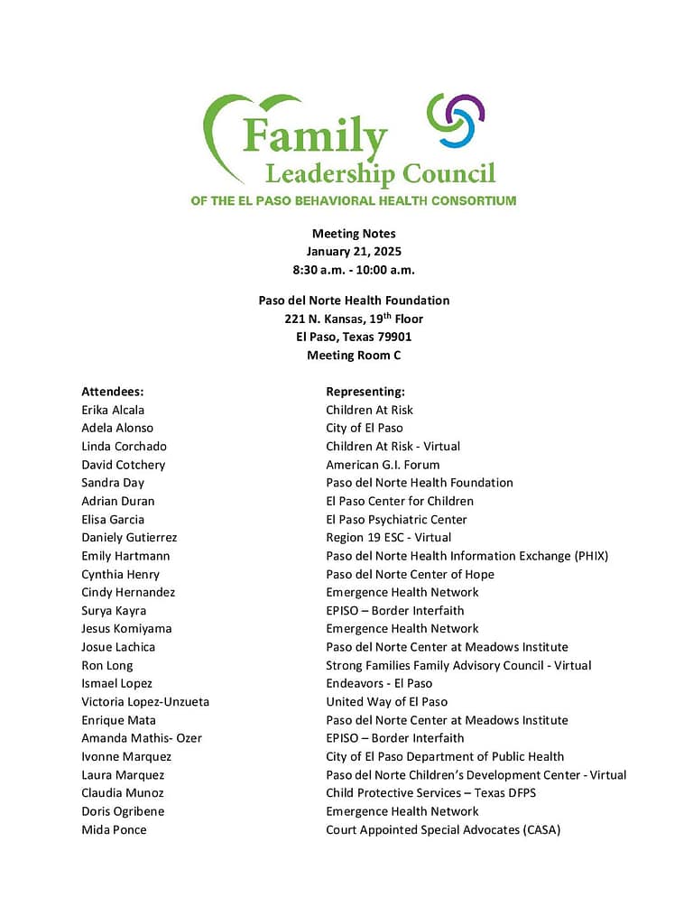 Family Leadership Council Meeting Notes 1 21 2025 S1