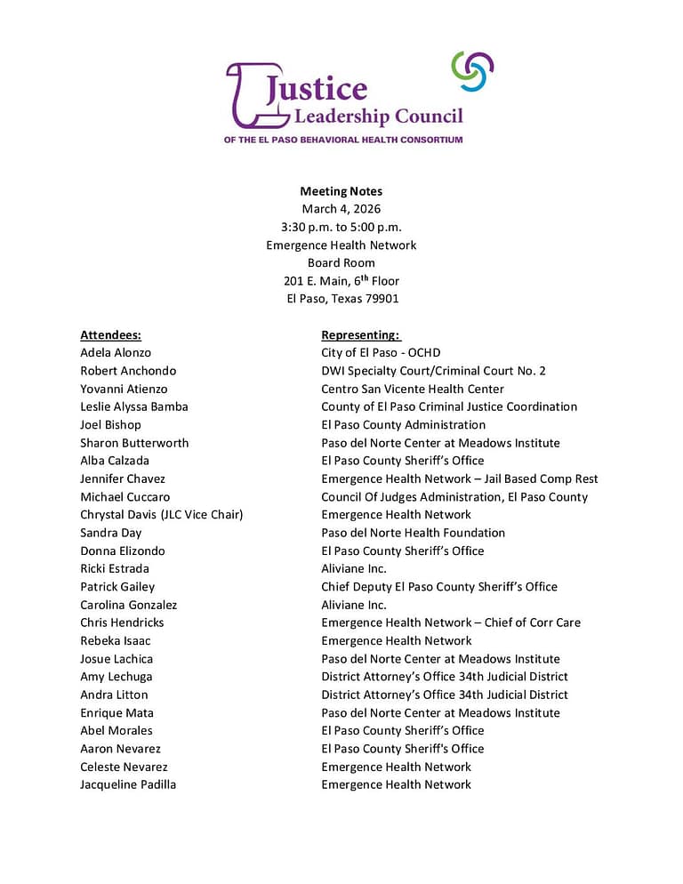 Justice Leadership Council 3 4 2026 Meeting Notes FS