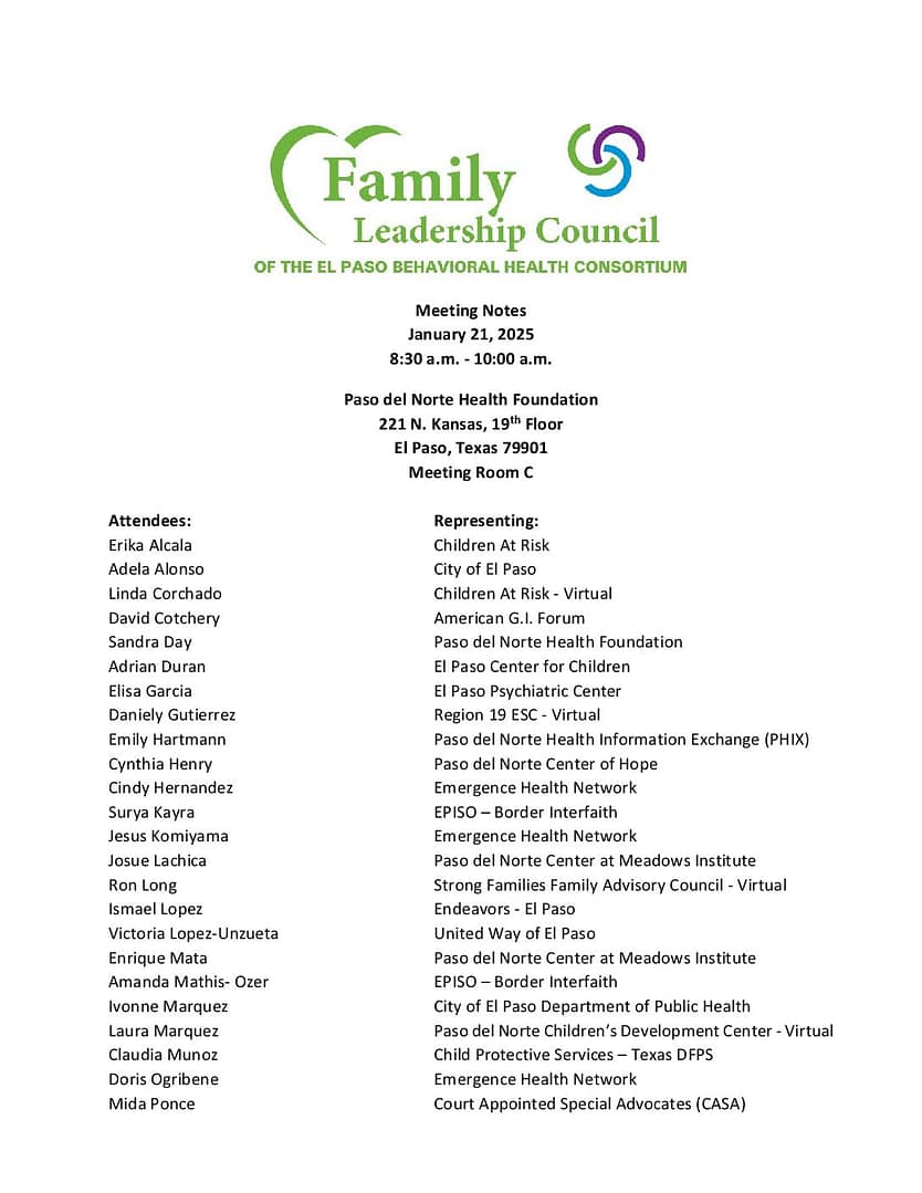 Family Leadership Council Meeting Notes 1 21 2025 S1