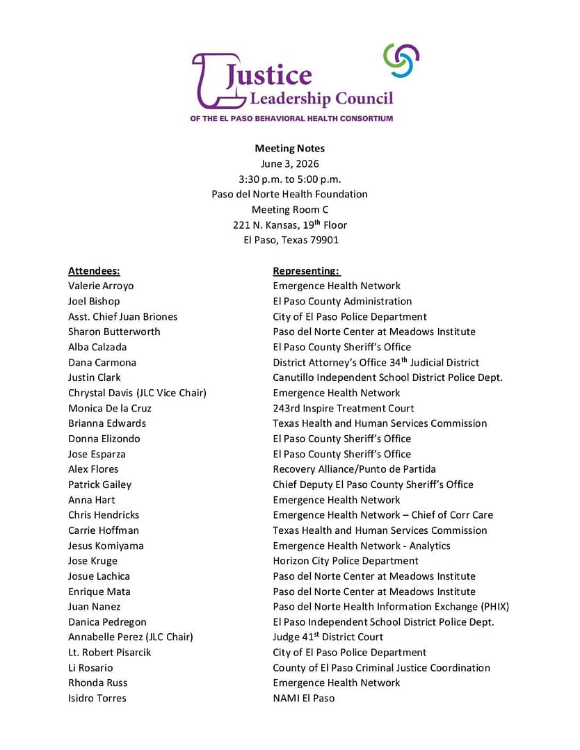 Justice Leadership Council 6 3 2026 Meeting Notes FS
