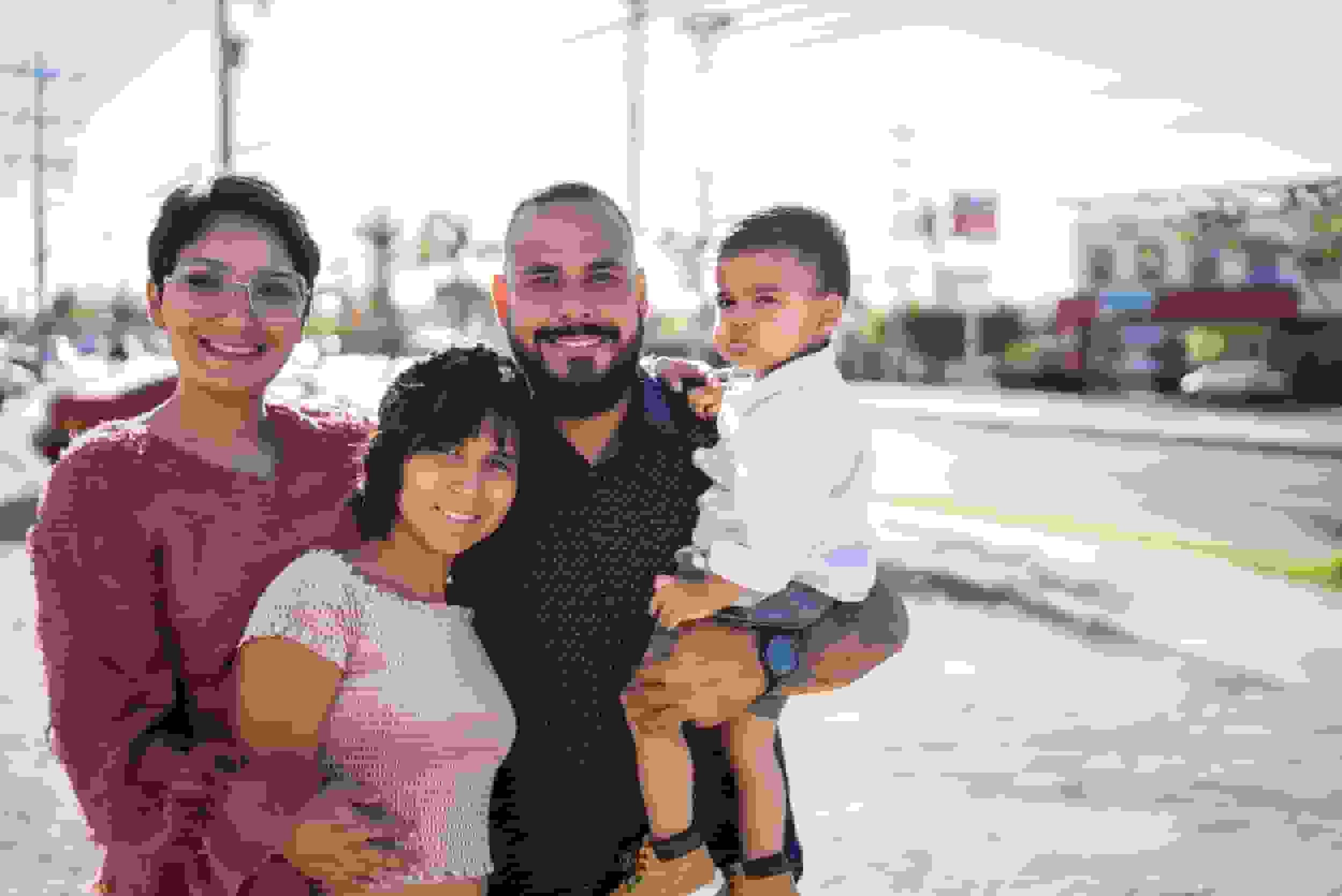 Portrait of a family outdoors
