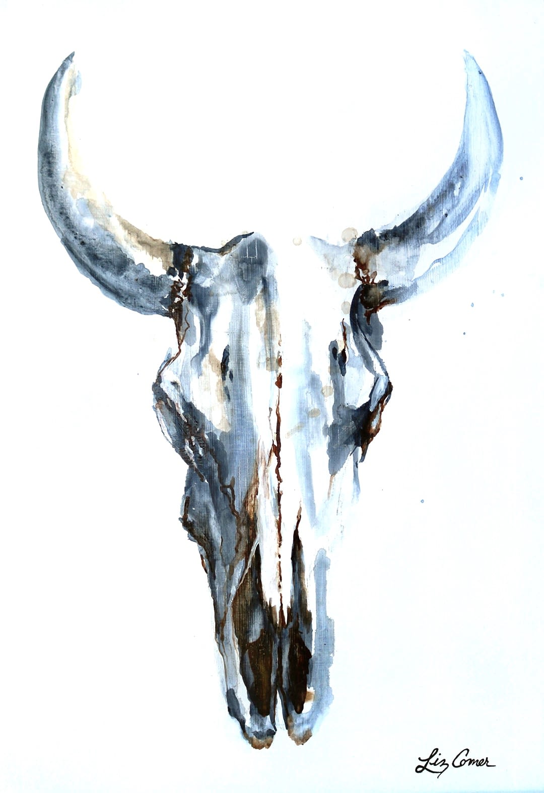 liz comer hess skull1 12x20x2 oilonbirch